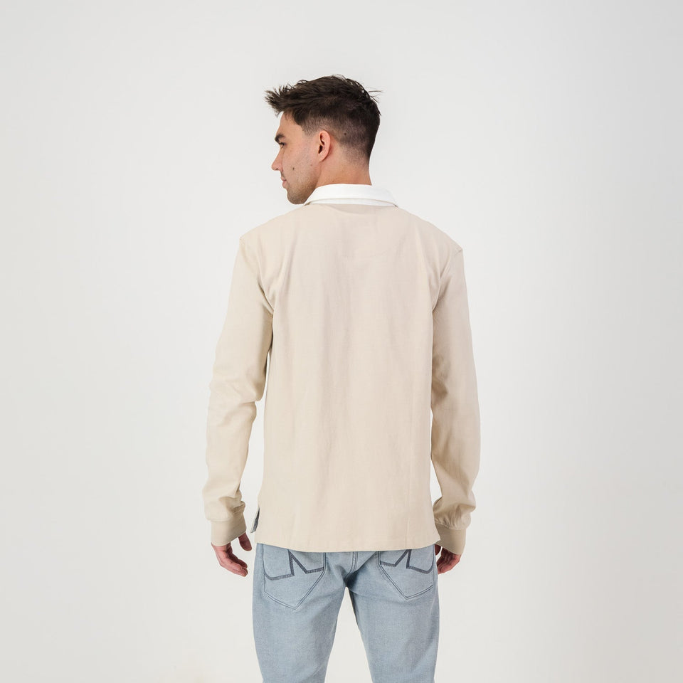 Old School Heraldic LS Rugby Jersey-Ivory