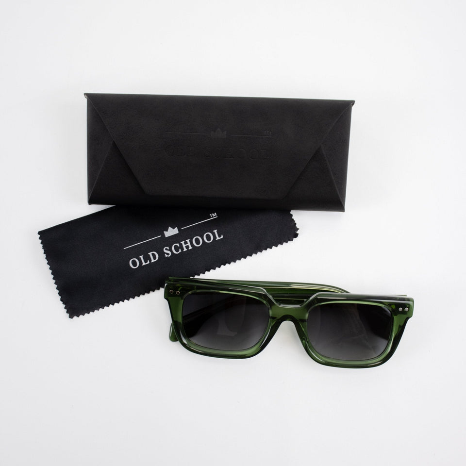 Old School Rectangle Sunglasses-Green