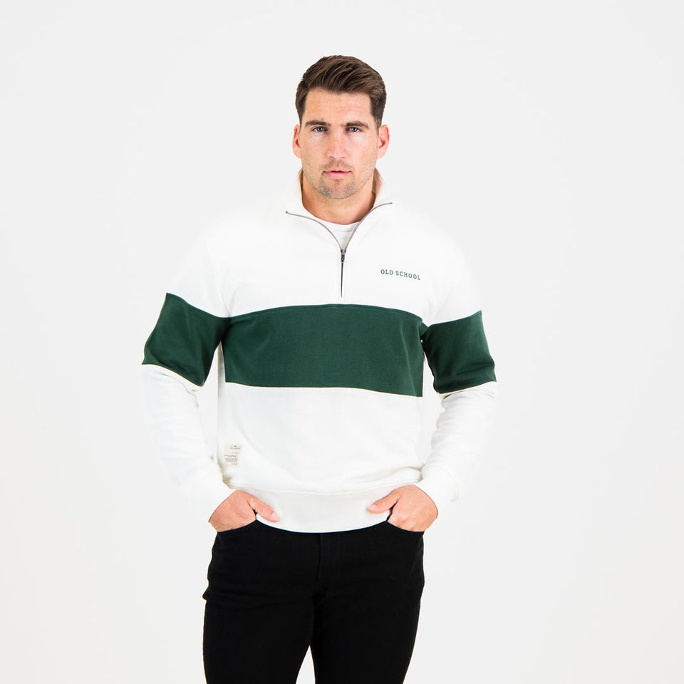 Old School Hoop Quarter Zip Sweat-OS Green
