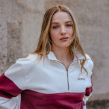 Old School Hoop Quarter Zip Sweat-Maroon