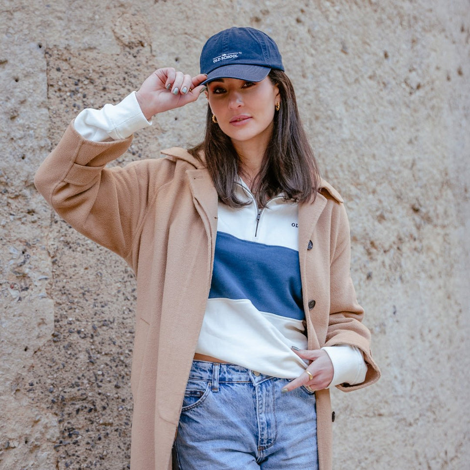 Old School Hoop Quarter Zip Sweat-Navy