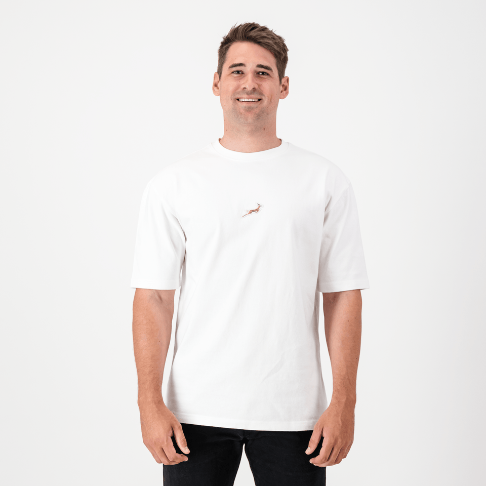 Springboks Pop Badge Boxy Crew Tee-White