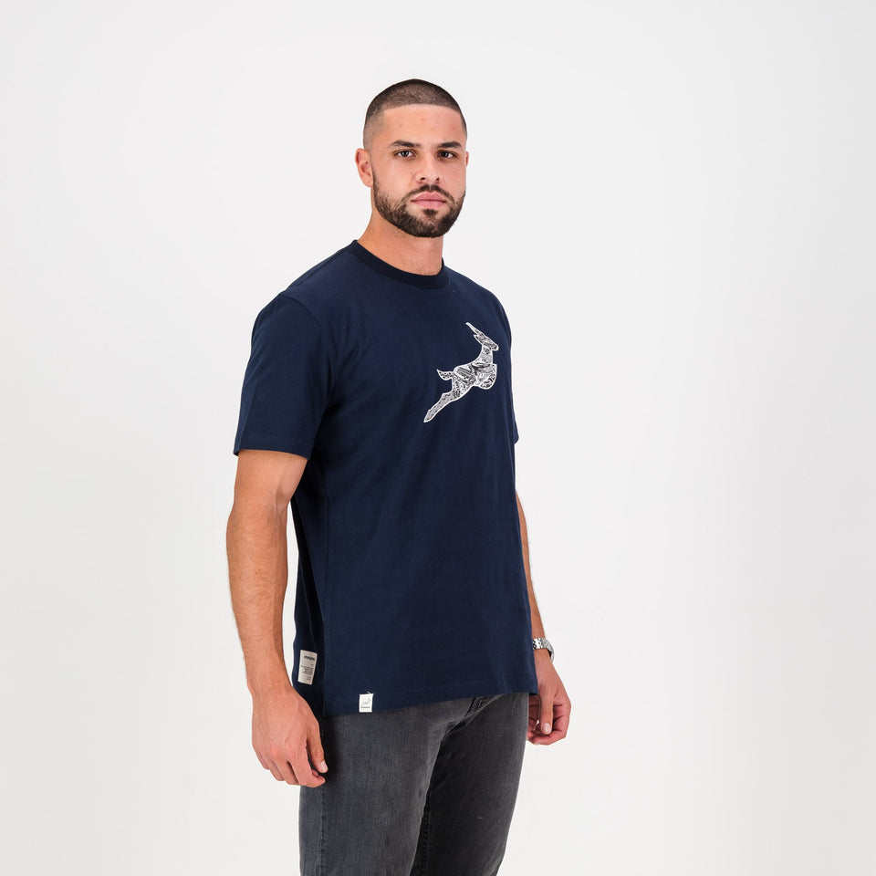 Springboks Stadium Bok Regular Crew Tee-Navy