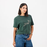 Springboks Outline Bok Ladies Crew Tee-OS Green