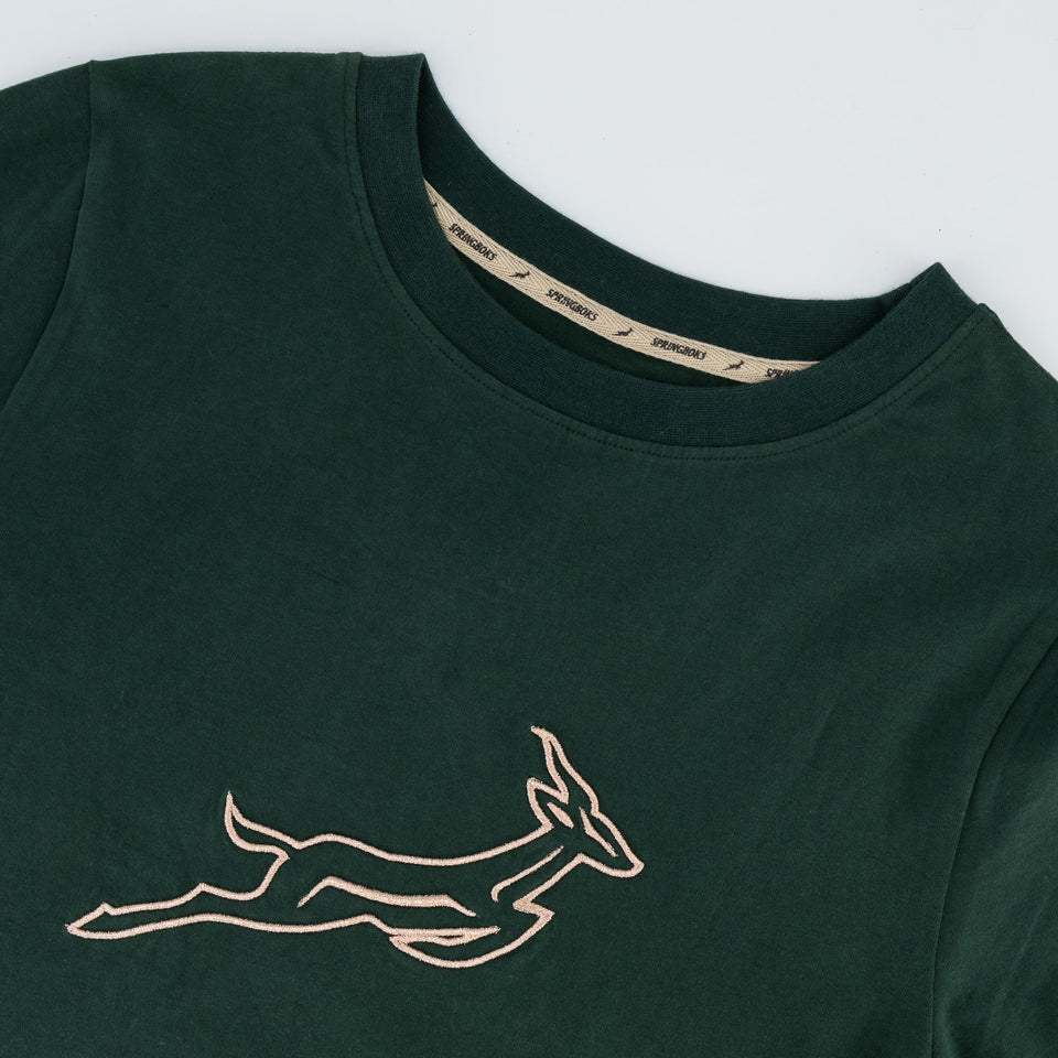 Springboks Outline Bok Ladies Crew Tee-OS Green
