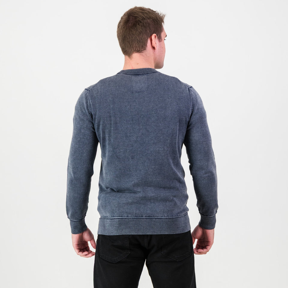 Springboks Overdyed Crew Neck Knit-Navy