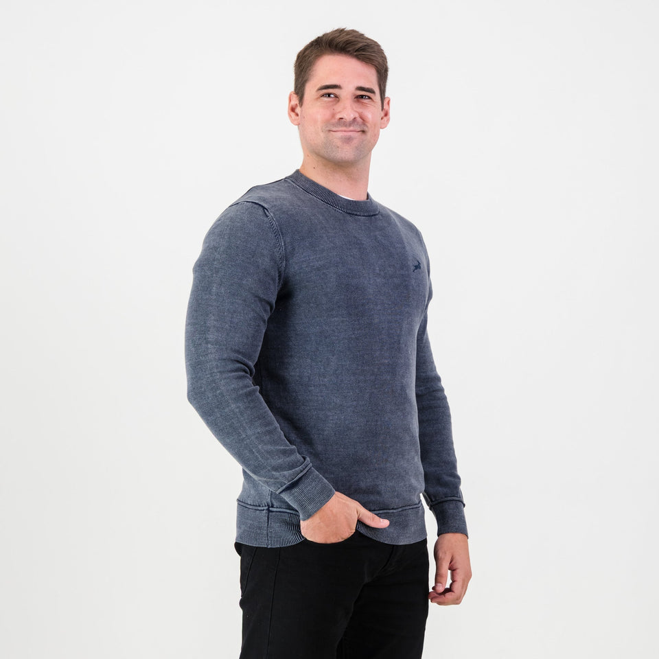 Springboks Overdyed Crew Neck Knit-Navy