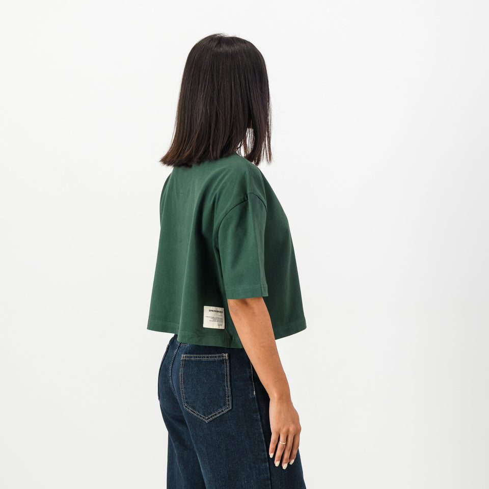 Springboks Pop Badge Ladies Boxy Crew Tee-OS Green