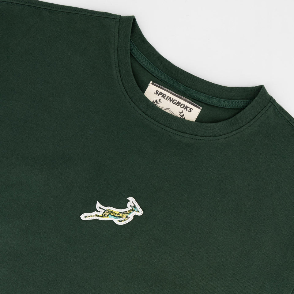 Springboks Pop Badge Ladies Boxy Crew Tee-OS Green