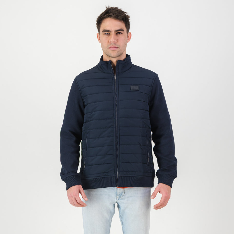 Springboks Quilted Knit Shell Jacket-Navy