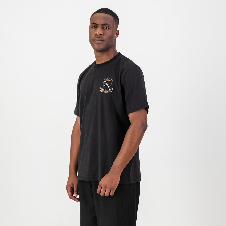Springboks Shield Badge Regular Crew Tee - Black