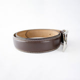 Springboks Single Contrast Stitch Belt-Dark Brown
