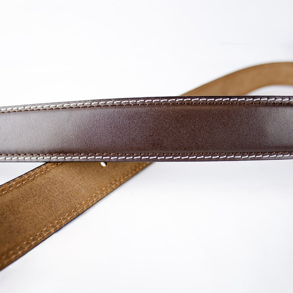 Springboks Single Contrast Stitch Belt-Dark Brown