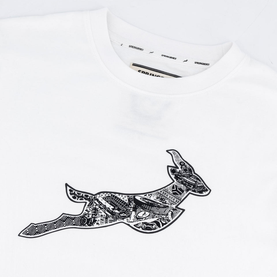 Springboks Stadium Bok Regular Crew Tee-White