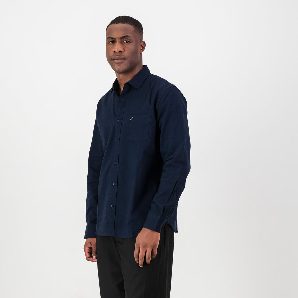 Springboks Tailored LS Oxford Shirt-Navy