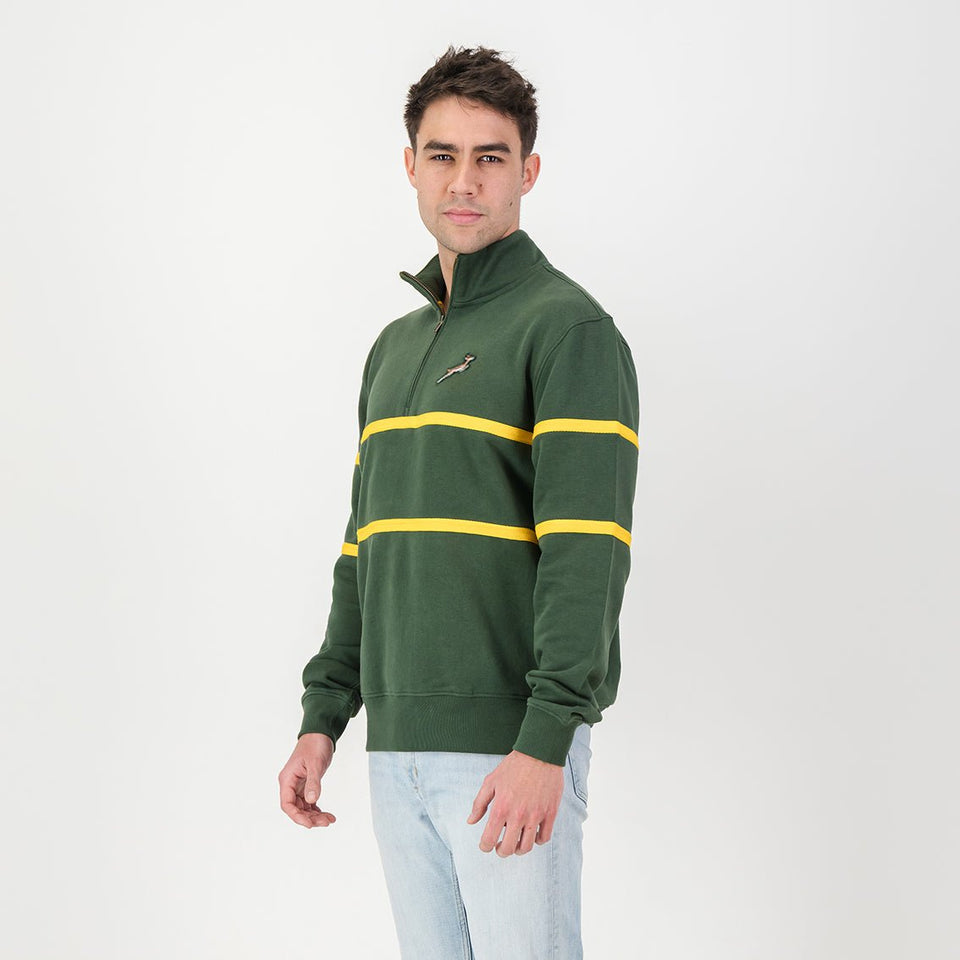 Springboks Twill Hoop Quarter Zip Sweat - OS Green