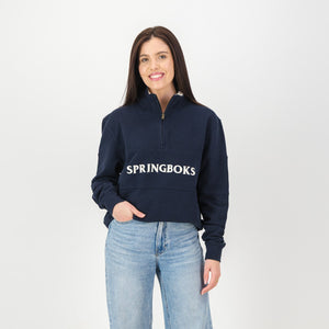 Springboks Word Quarter Zip Sweat-Navy
